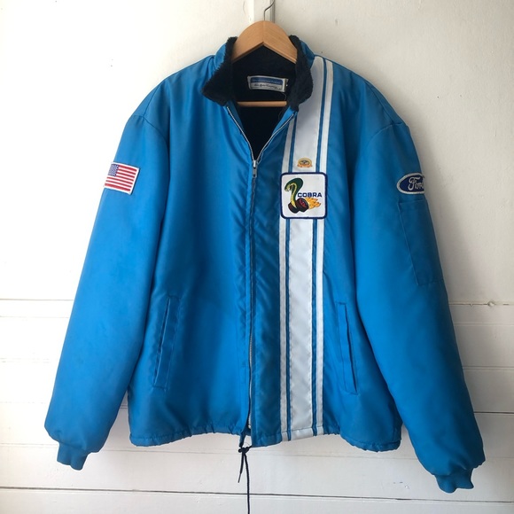 Vintage 70s Ford Mustang Cobra Shelby Snake Racing Jacket Performance Blue XL - Picture 3 of 17